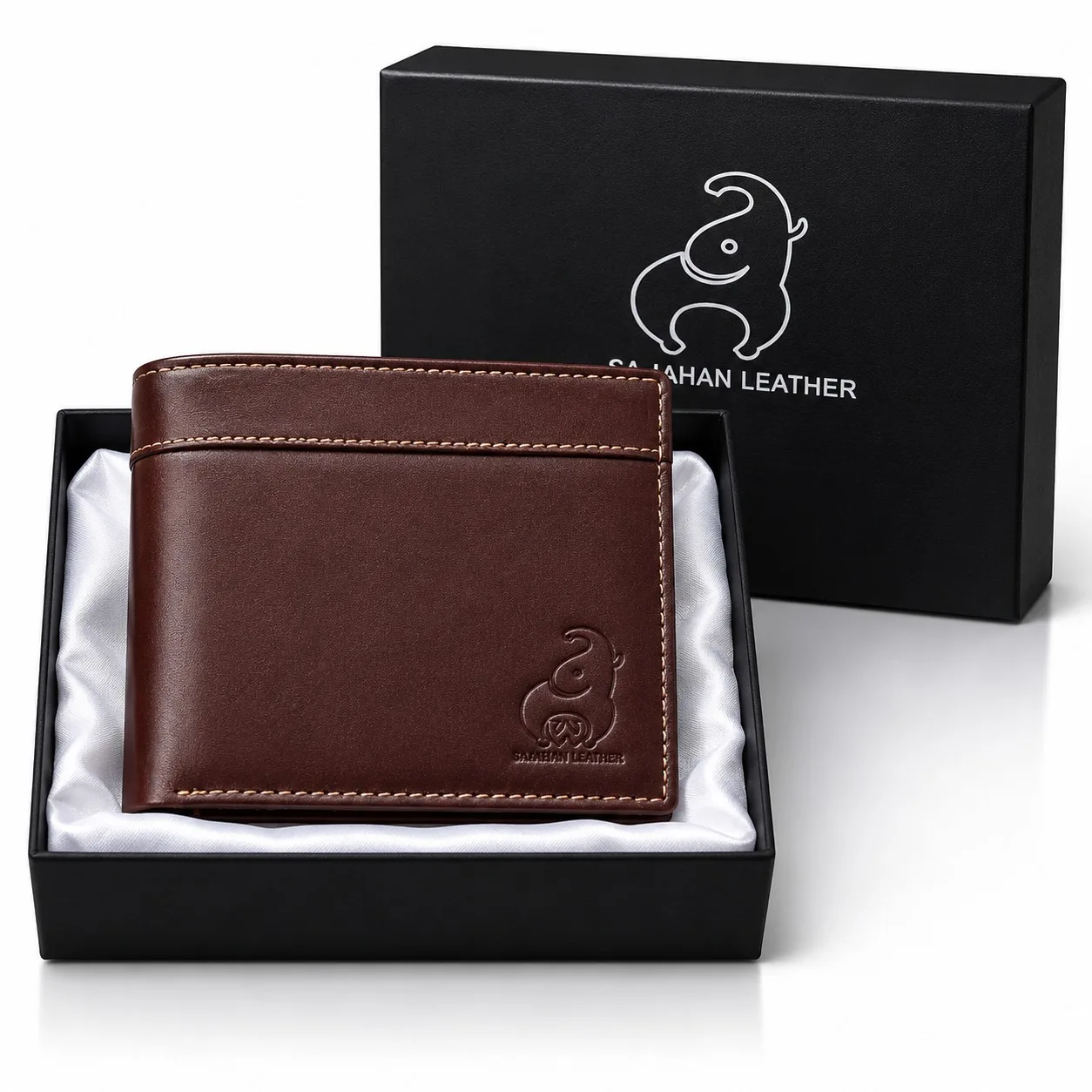 SAJAHANLEATHER Men Casual, Formal, Travel, Trendy Tan, Dark Chocolate Brown Genuine Leather Wallet