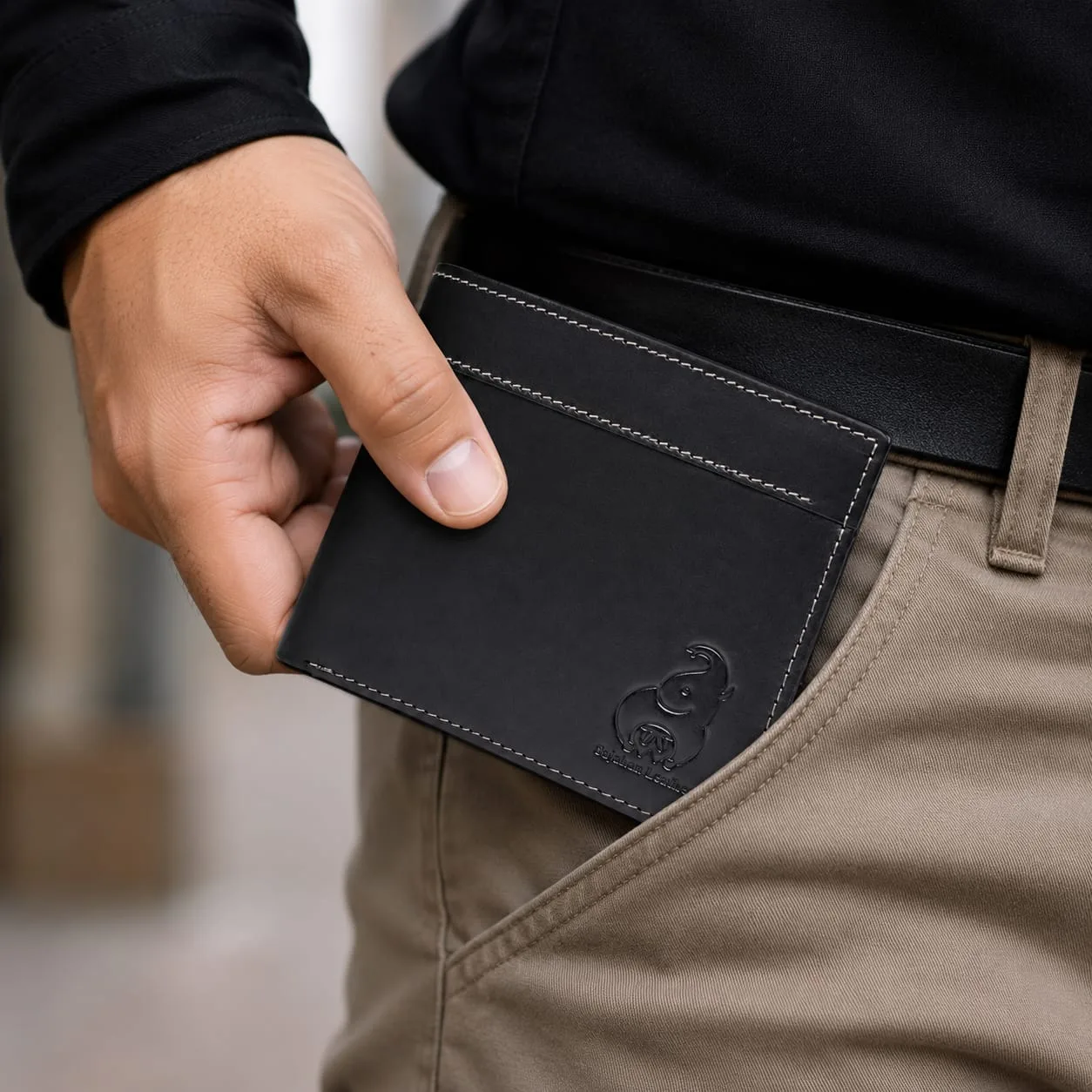 SAJAHANLEATHER Men Casual, Formal, Travel, Trendy Tan, Black Genuine Leather Wallet (12 Card Slots)