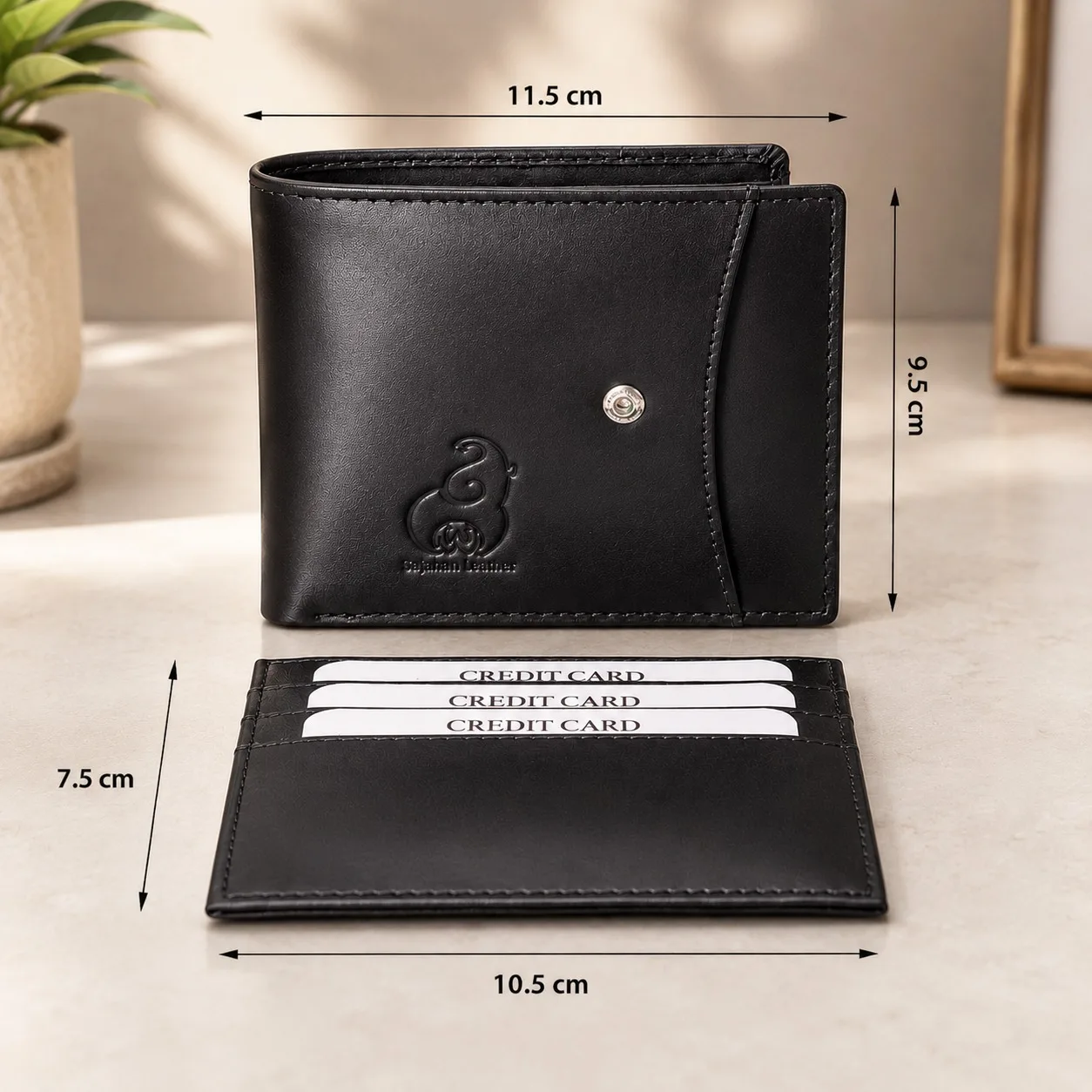 SAJAHANLEATHER Men Casual, Formal, Travel, Trendy Tan, Black Genuine Leather Wallet (12 Card Slots)