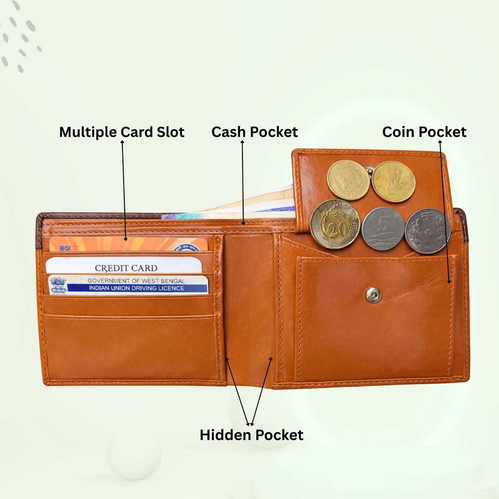 SAJAHANLEATHER Men Formal, Casual, Travel, Trendy Tan, Brown Genuine Leather Wallet (4 Card Slots)