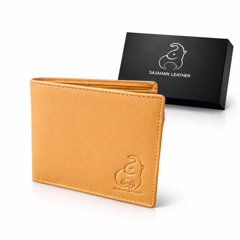 SAJAHANLEATHER Men Casual, Formal, Travel, Trendy Tan, Caramel Brown Genuine Leather Wallet