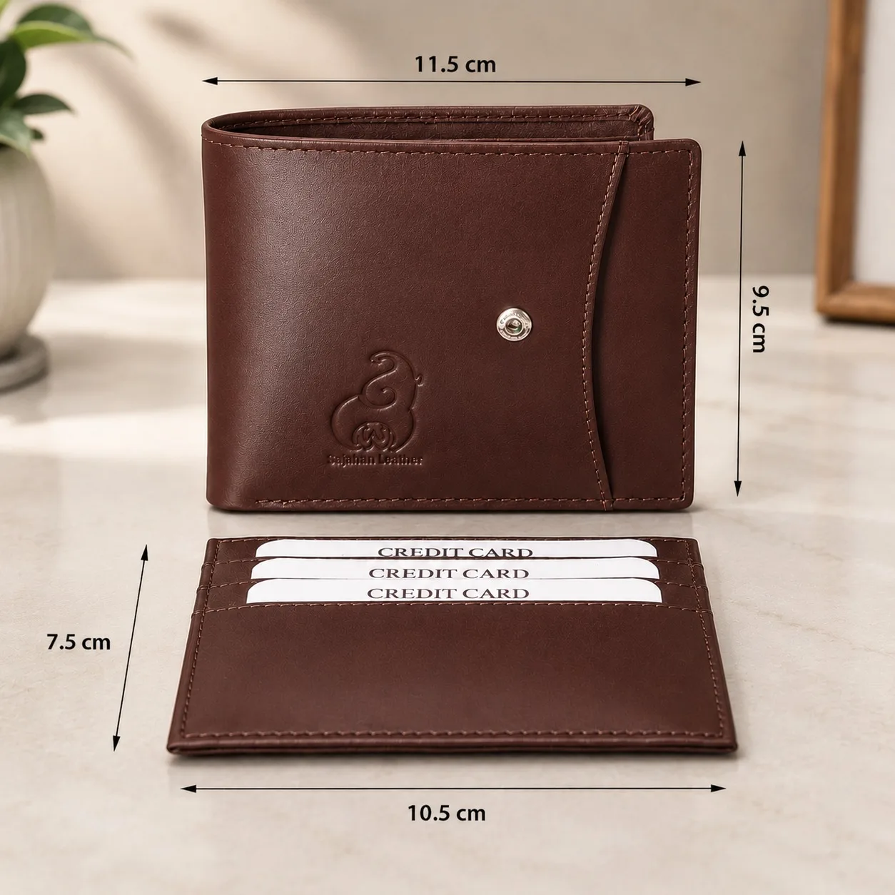 SAJAHANLEATHER Men Casual, Formal, Travel, Trendy Tan, Dark Chocolate Brown Genuine Leather Wallet