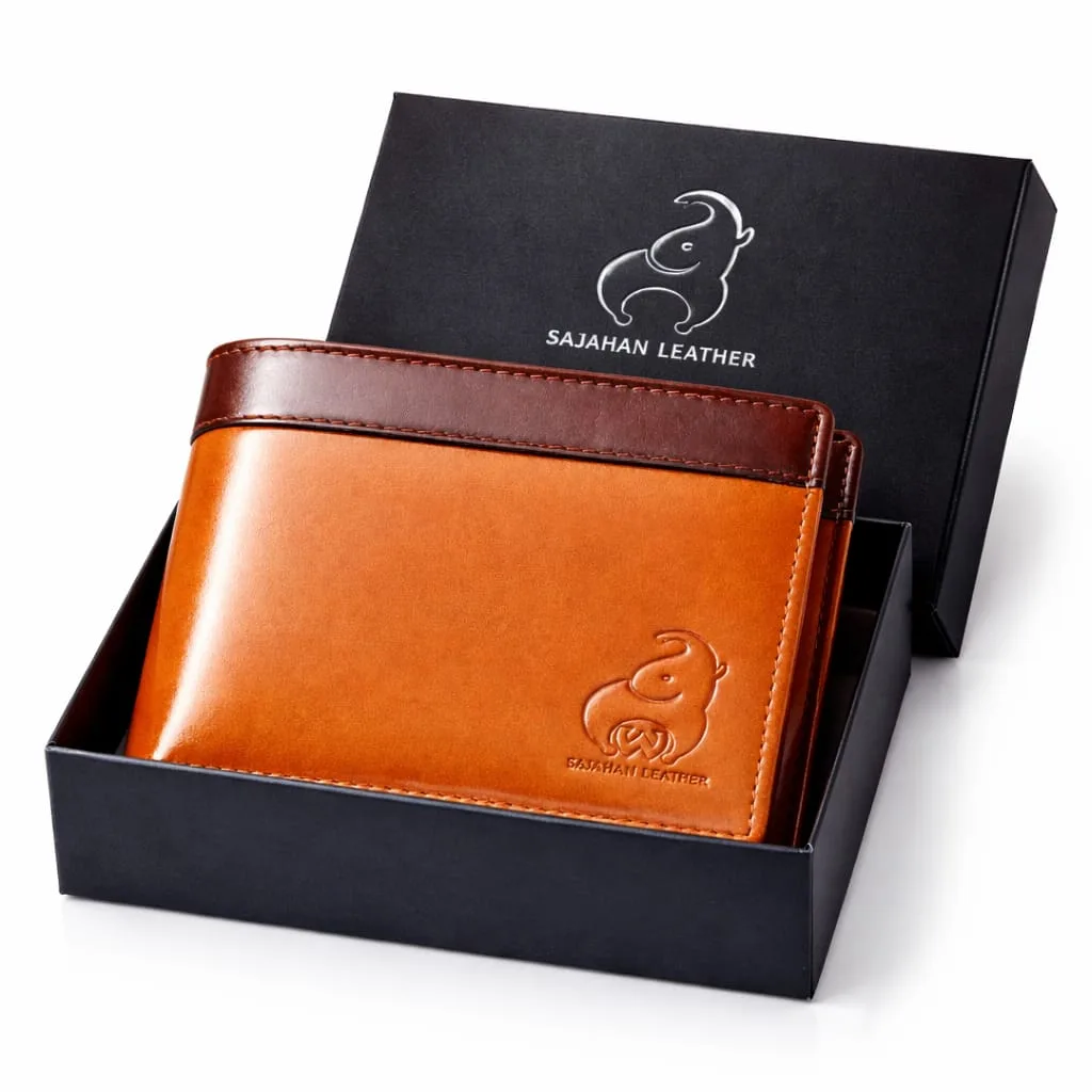 SAJAHANLEATHER Men Formal, Casual, Travel, Trendy Tan, Brown Genuine Leather Wallet (4 Card Slots)