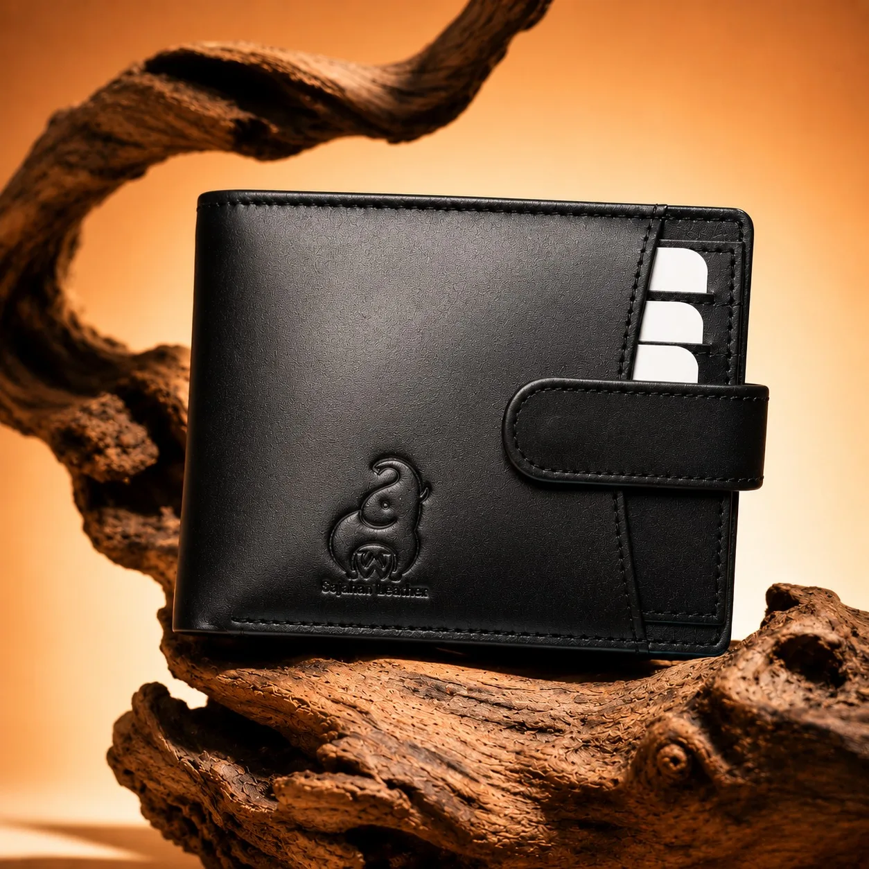 SAJAHANLEATHER Men Casual, Formal, Travel, Trendy Tan, Black Genuine Leather Wallet (12 Card Slots)