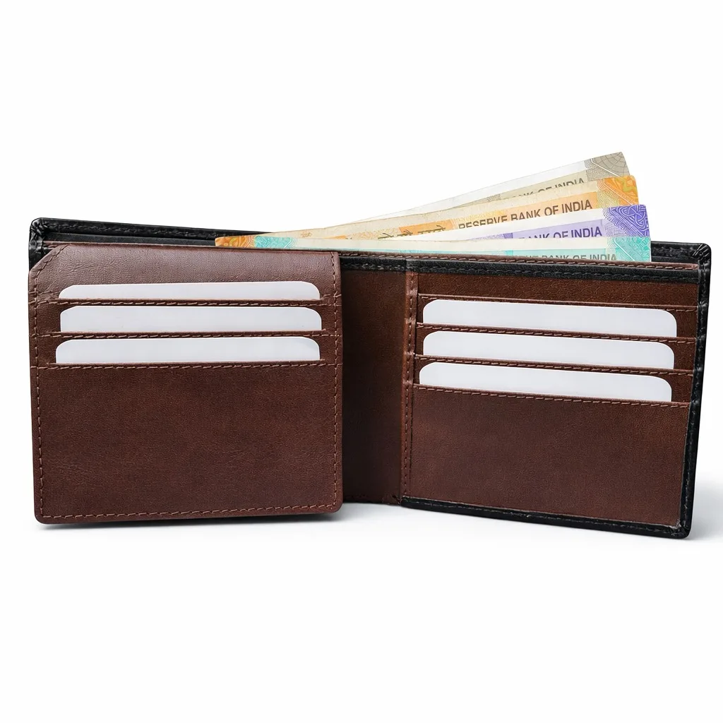 SAJAHANLEATHER Men Casual, Formal, Travel, Trendy Tan,black and brown Genuine Leather Wallet