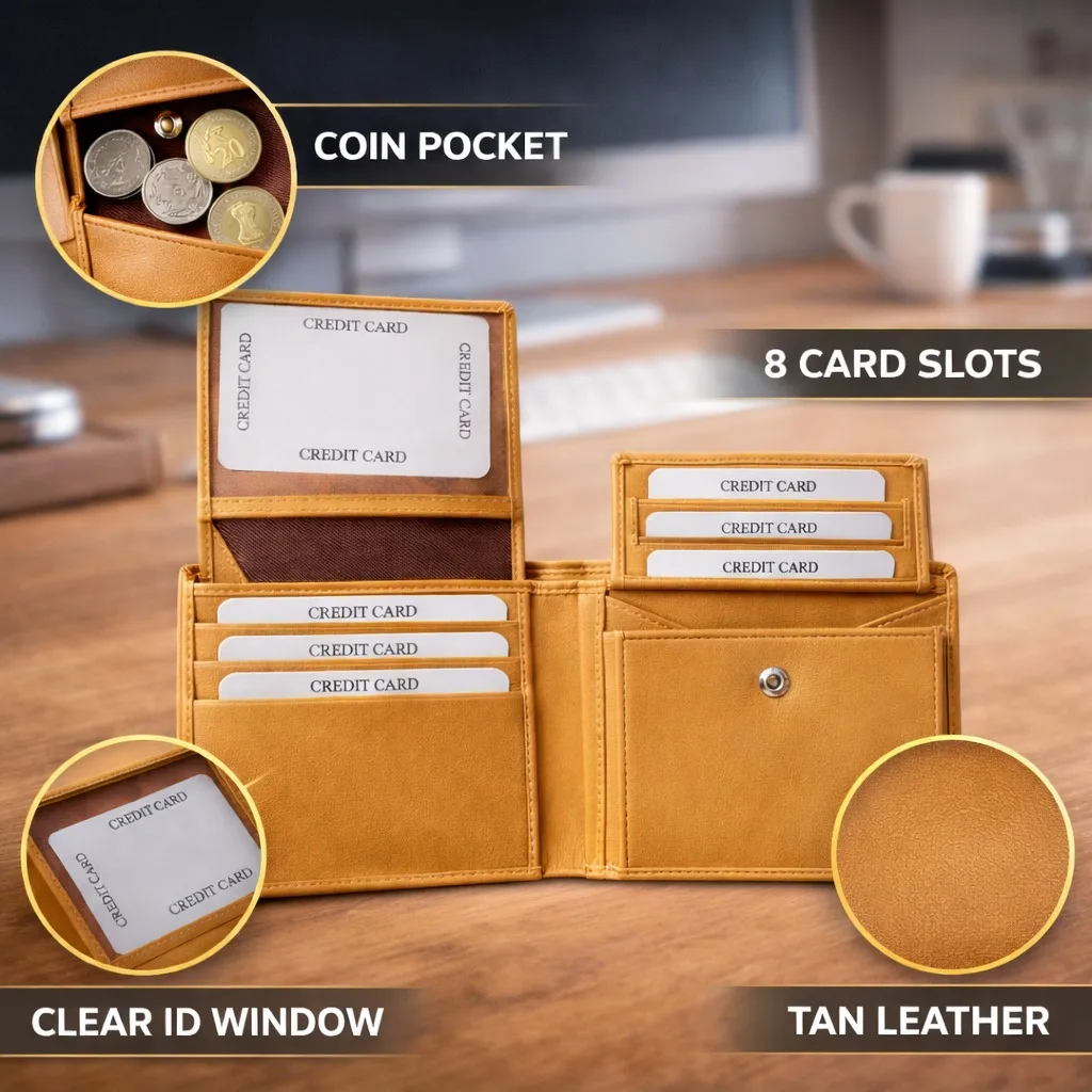 SAJAHANLEATHER Men Casual, Formal, Travel, Trendy Tan, Caramel Brown Genuine Leather Wallet
