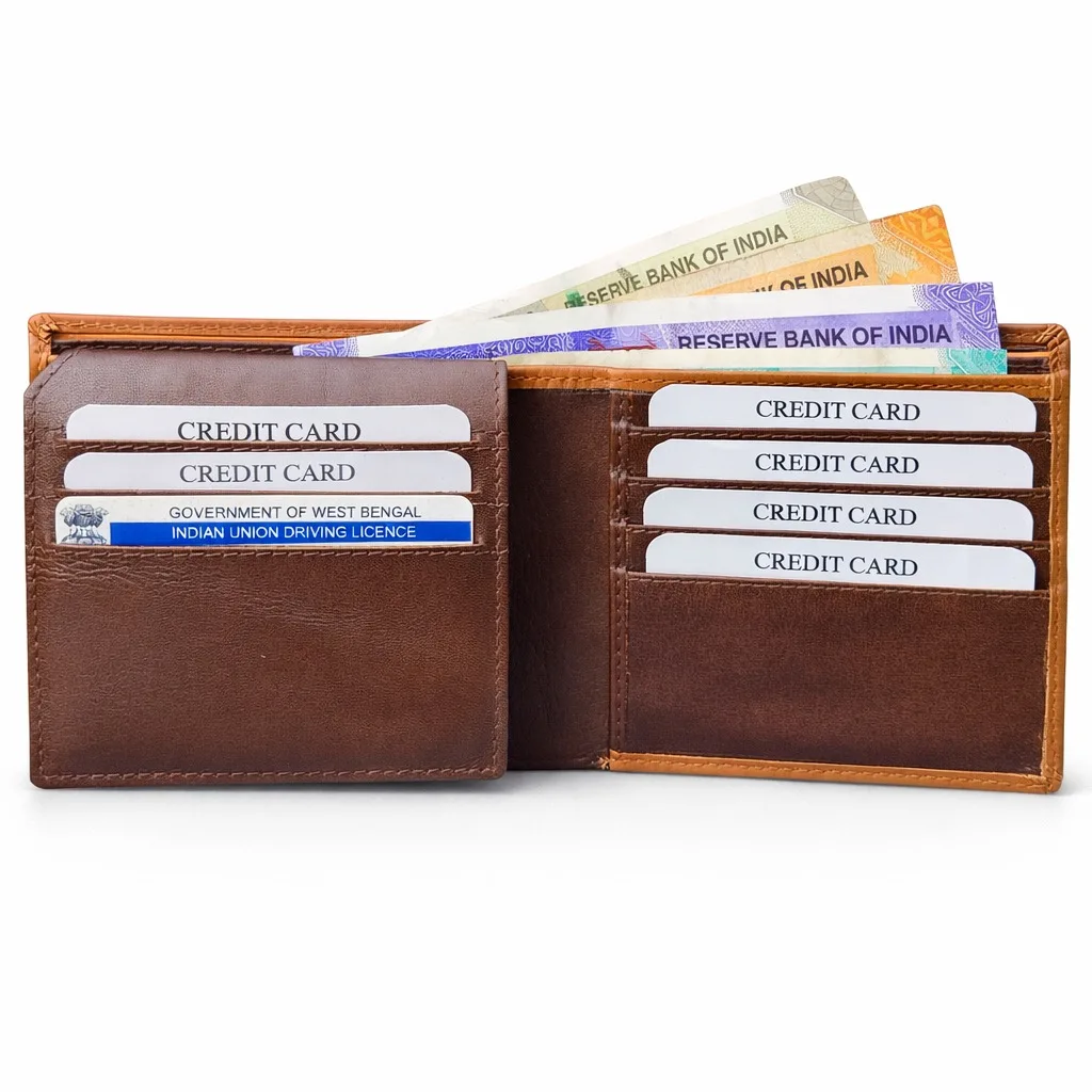 SAJAHANLEATHER Men Casual, Formal, Travel, Trendy Tan, Brown Genuine Leather Wallet (12 Card Slots)